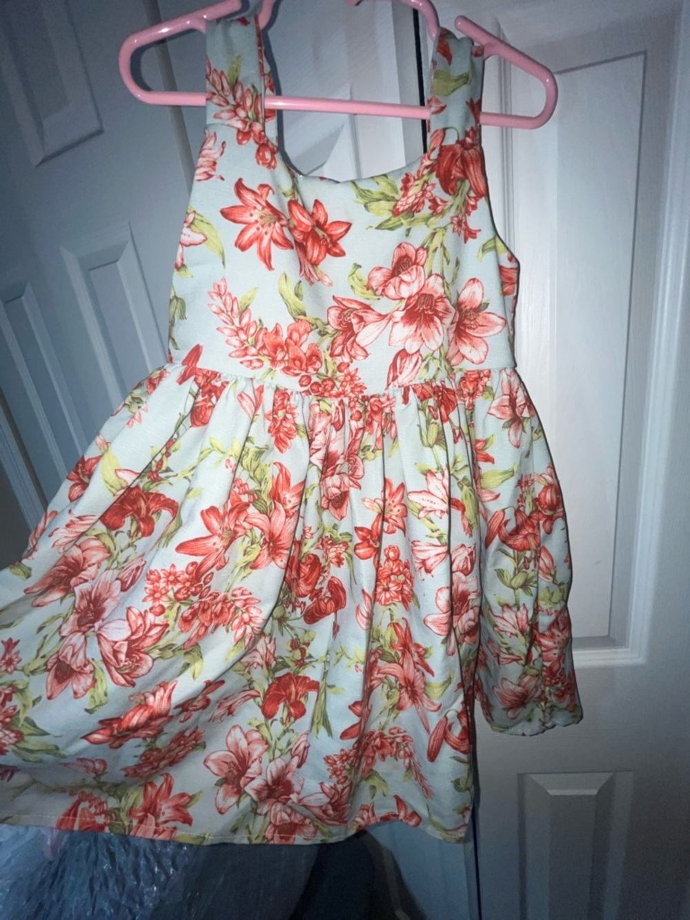 ABENMAO toddler girls floral summer dress light blue size 4T